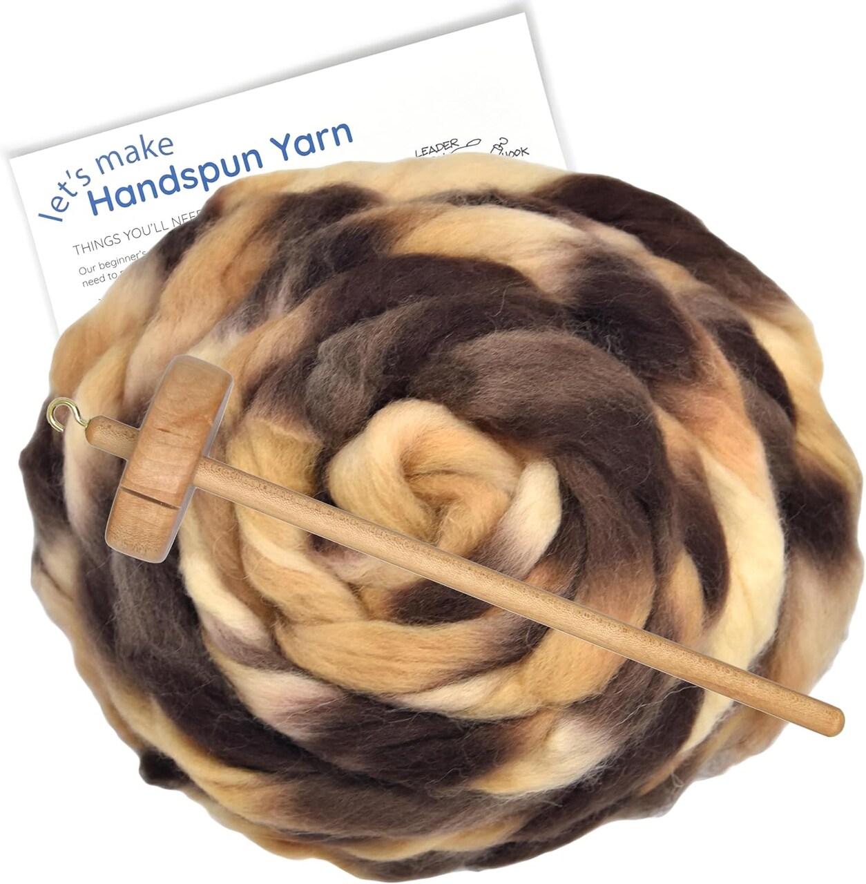 Learn to Spin Yarn - Beginner's Spinning Kit Includes Drop Spindle, Space Dyed Wool Roving and Printed Instructions with Video